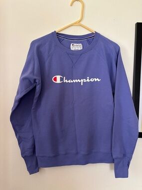 Champion Blue Crewneck Sweatshirt with White Script